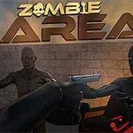Persoană cu un pistol confruntându-se cu două creaturi asemănătoare zombiilor într-un peisaj urban