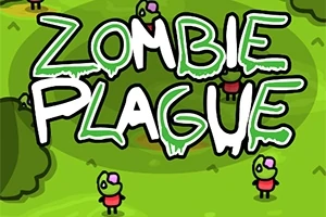 Textul Zombie Plague deasupra unor personaje mici de zombie, pe un fundal verde